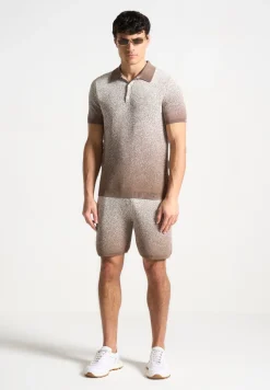 Ombre Knit Shorts - Taupe/White
