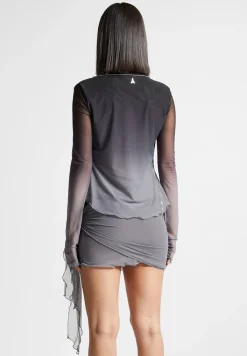 Ombre Mesh Tie Detail Top
