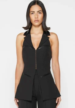 Open Back Waistcoat With Vegan Leather