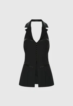 Open Back Waistcoat With Vegan Leather