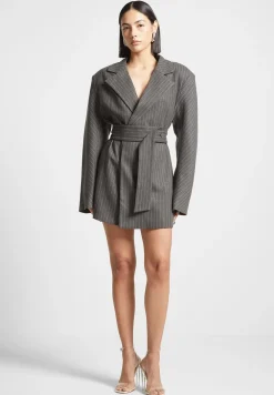 Oversized Pinstripe Blazer Dress