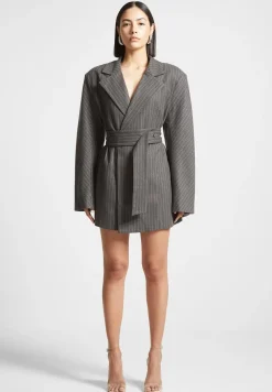 Oversized Pinstripe Blazer Dress