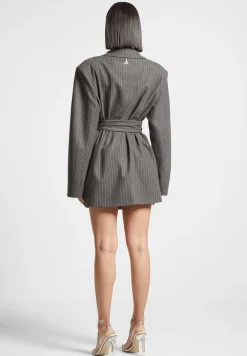 Oversized Pinstripe Blazer Dress