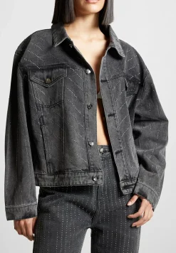 Oversized Rhinestone Denim Jacket
