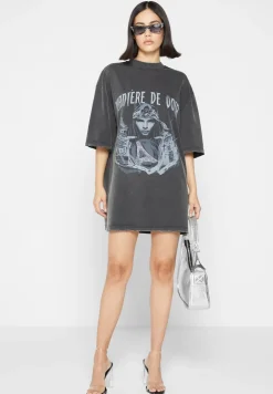 Oversized Rhinestone T-Shirt Dress
