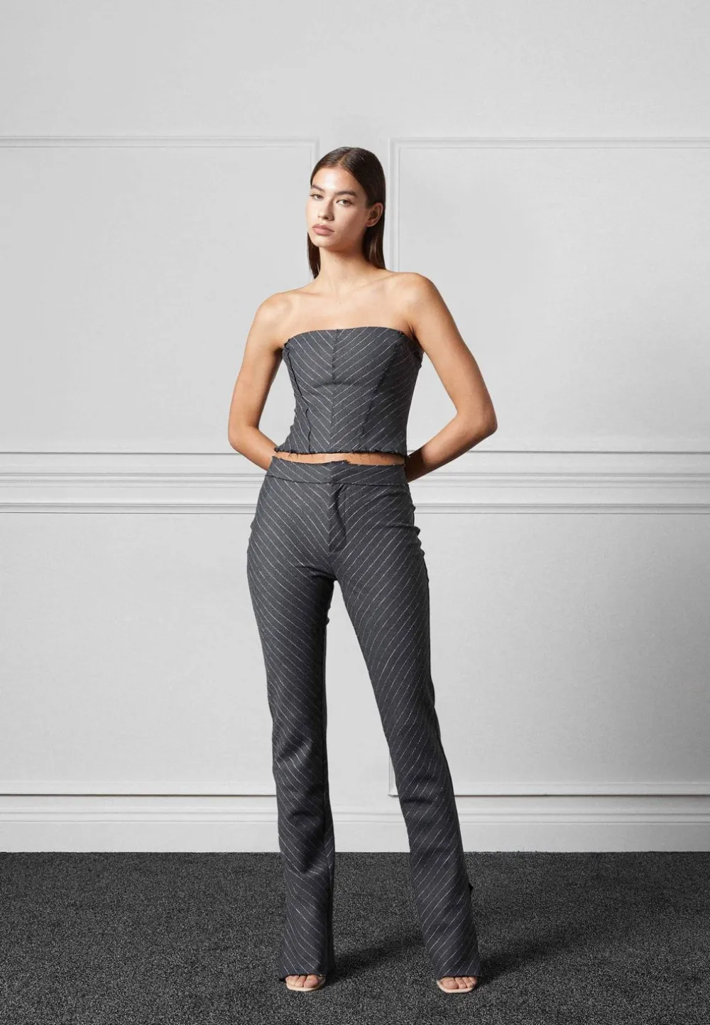 Pinstripe Bandeau Corset Top