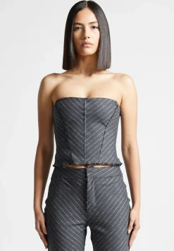 Pinstripe Bandeau Corset Top