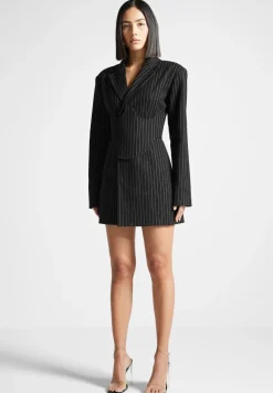 Pinstripe Blazer Dress With Reversible Corset