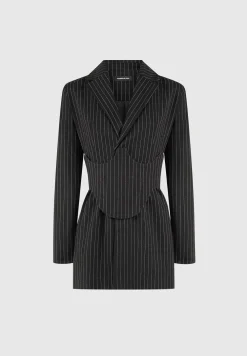 Pinstripe Blazer Dress With Reversible Corset