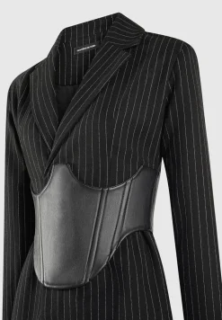 Pinstripe Blazer Dress With Reversible Corset