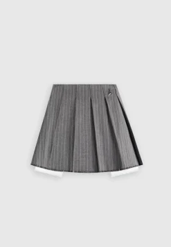 Pinstripe Pleated Skort - Grey Pinstripe