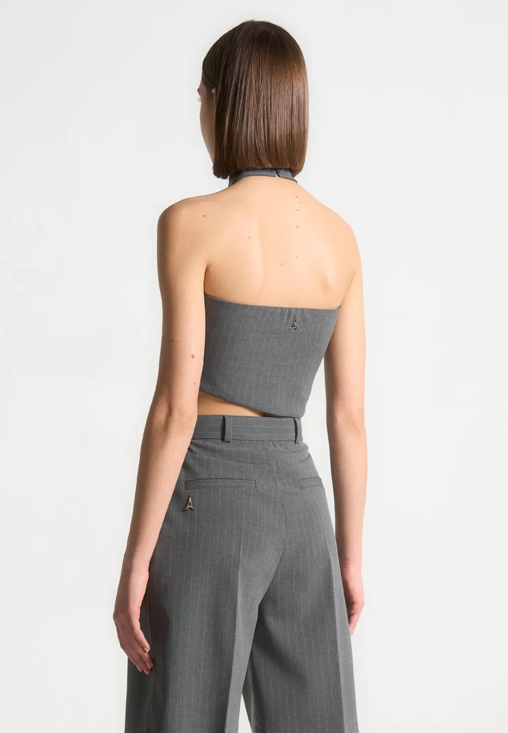 Pinstripe Tie Knot Halter Top