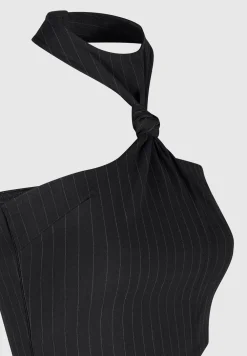 Pinstripe Tie Knot Halter Top