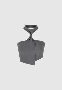 Pinstripe Tie Knot Halter Top