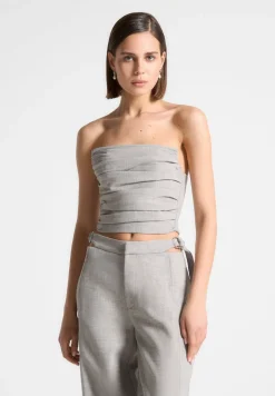 Pleated Bandeau Melange Corset Top