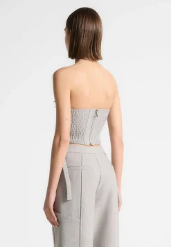 Pleated Bandeau Melange Corset Top