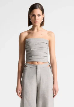 Pleated Bandeau Melange Corset Top