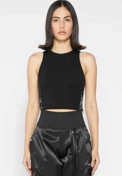 Racer Crop Top With Satin Panels