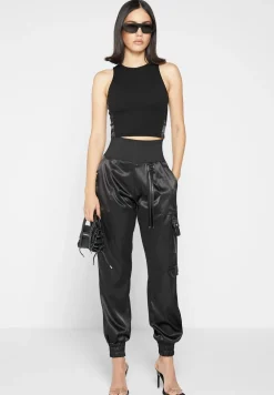 Racer Crop Top With Satin Panels