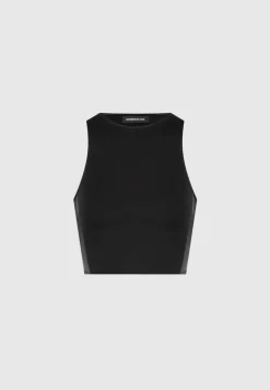Racer Crop Top With Satin Panels