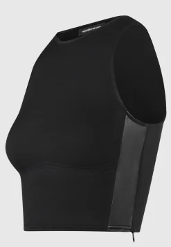 Racer Crop Top With Satin Panels