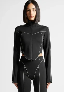 Reflective Piped Long Sleeve Corset Jacket