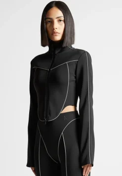 Reflective Piped Long Sleeve Corset Jacket