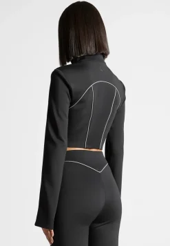 Reflective Piped Long Sleeve Corset Jacket