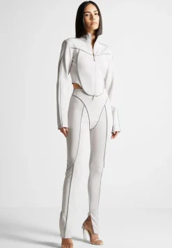 Reflective Piped Long Sleeve Corset Jacket