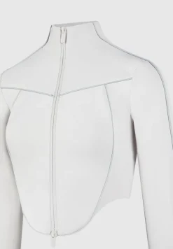 Reflective Piped Long Sleeve Corset Jacket