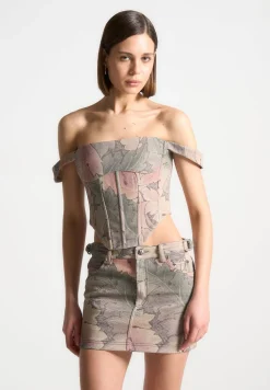 Renaissance Camo Bardot Corset Top