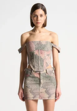 Renaissance Camo Bardot Corset Top