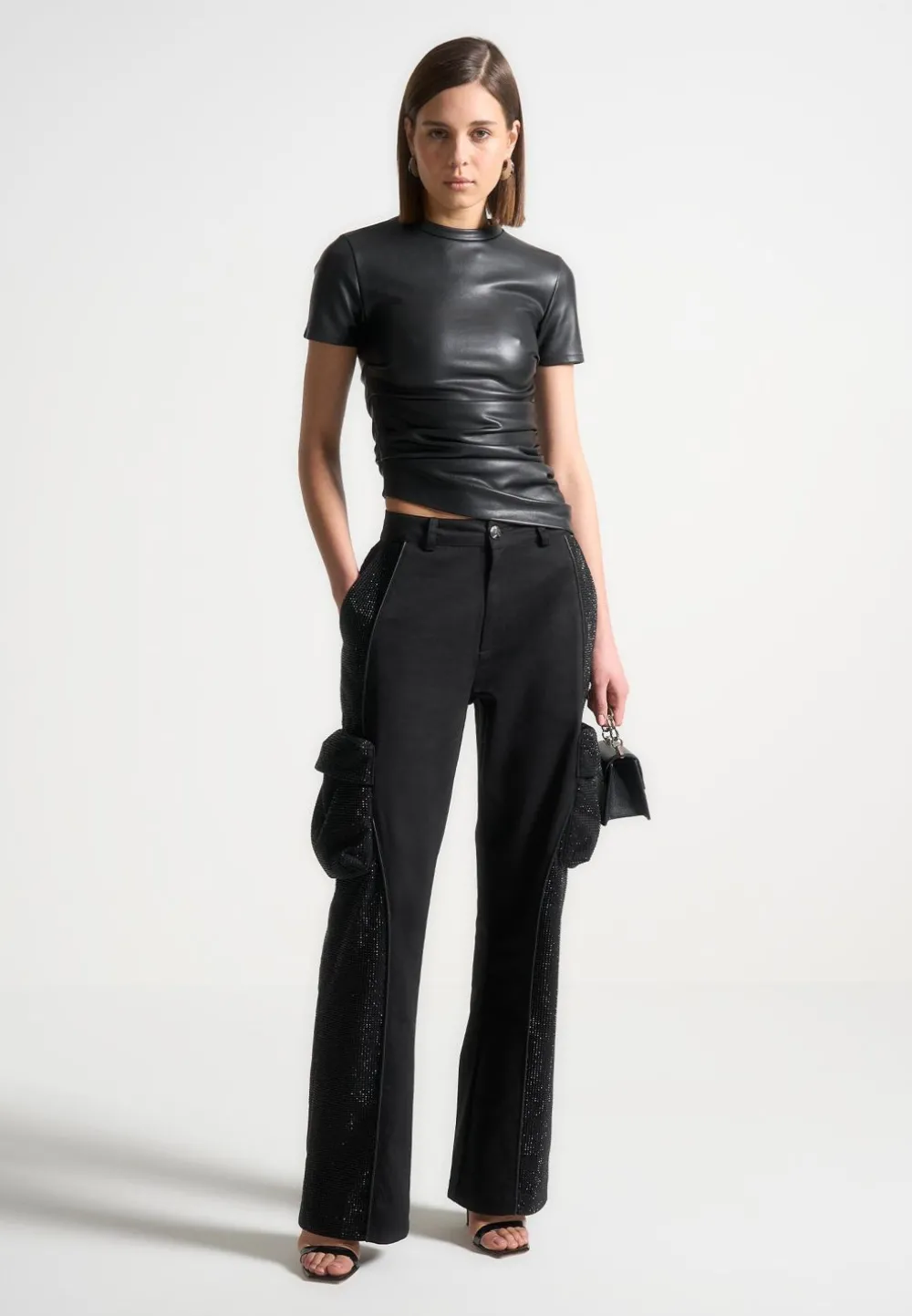 Rhinestone Contour Cargo Pants