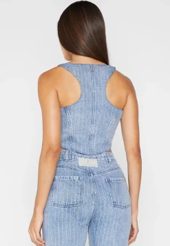 Rhinestone Denim Corset