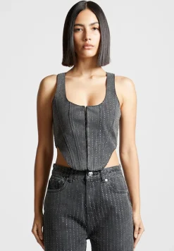 Rhinestone Denim Corset