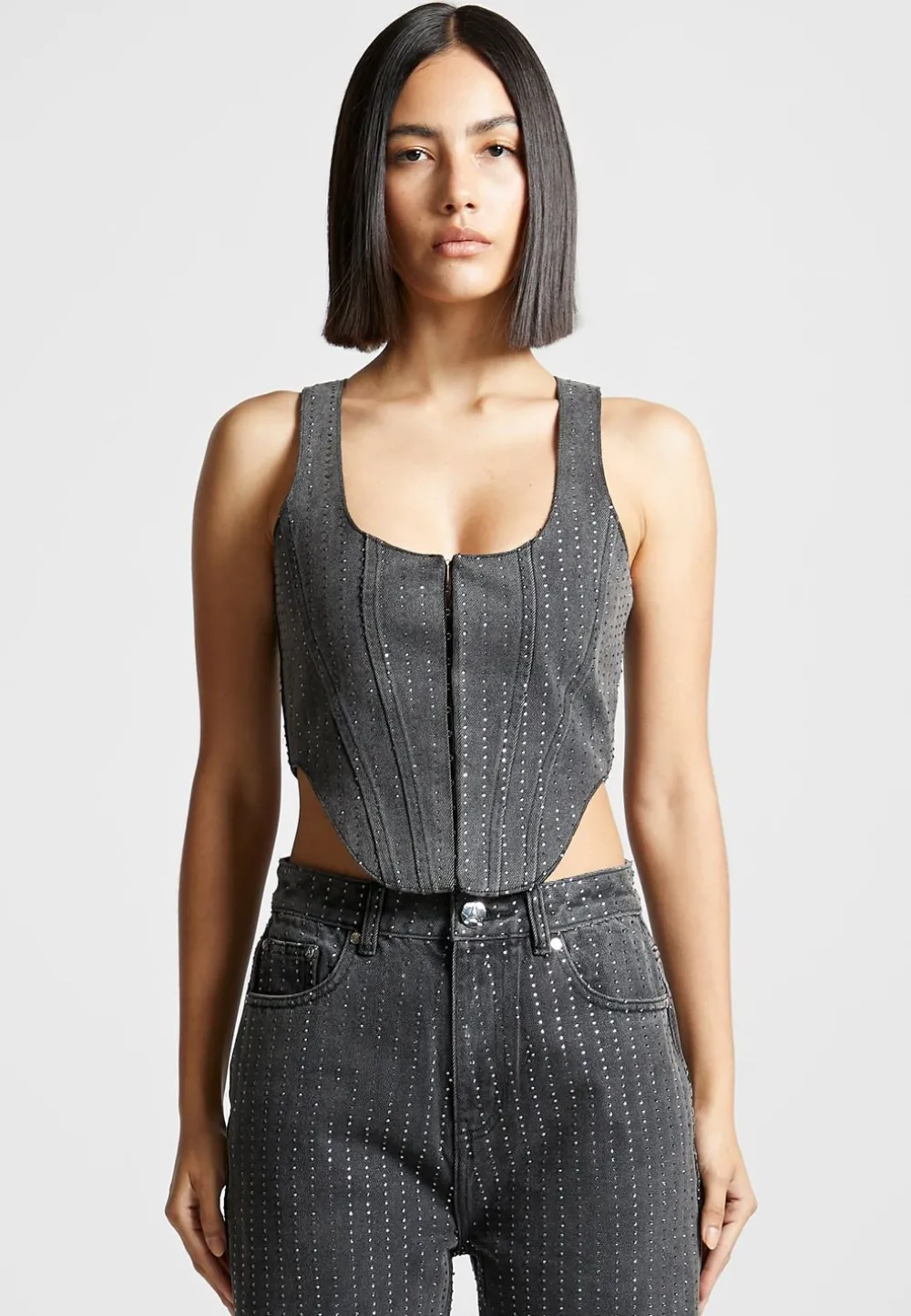 Rhinestone Denim Corset
