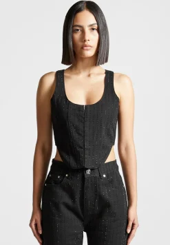 Rhinestone Denim Corset