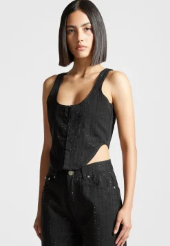 Rhinestone Denim Corset