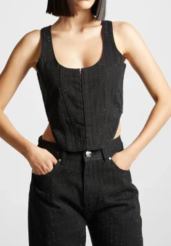 Rhinestone Denim Corset