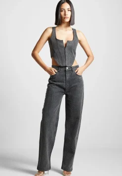 Rhinestone Denim Corset