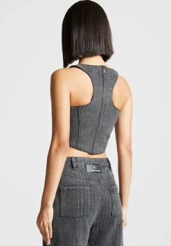 Rhinestone Denim Corset