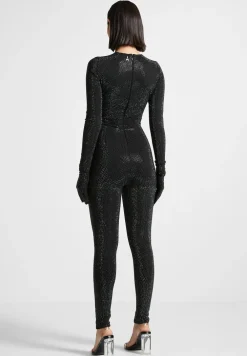 Rhinestone Jumpsuit With Gloves