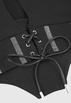 Rhinestone Lace Up Corset T-Shirt