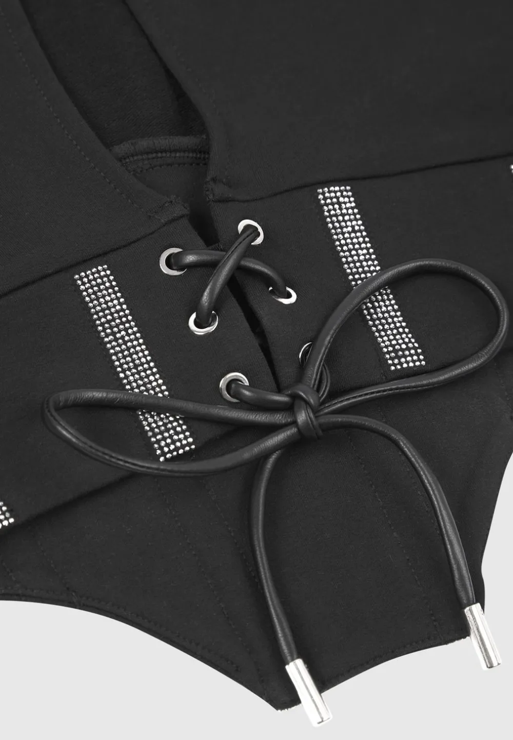 Rhinestone Lace Up Corset T-Shirt