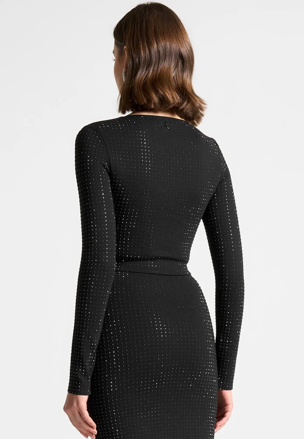 Rhinestone Long Sleeve Bandage Top