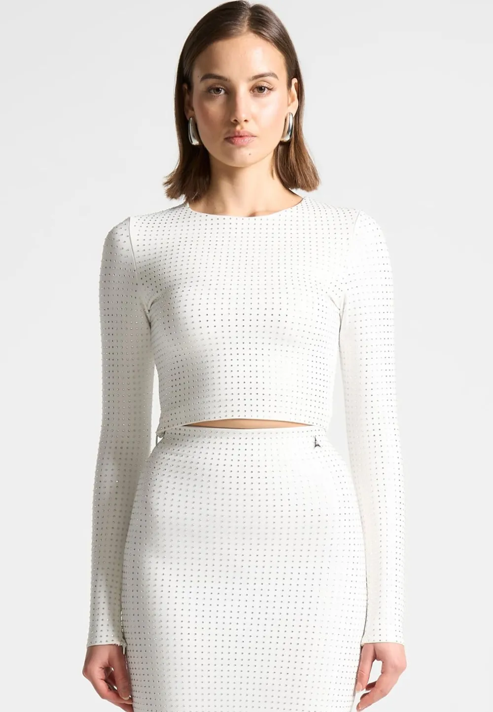 Rhinestone Long Sleeve Bandage Top