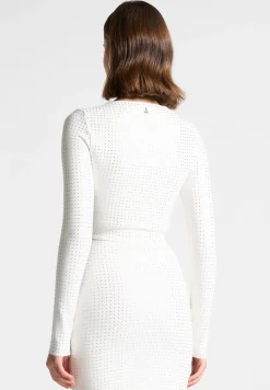 Rhinestone Long Sleeve Bandage Top