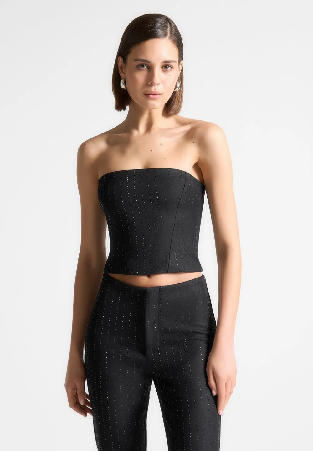 Rhinestone Tailored Bandeau Corset Top