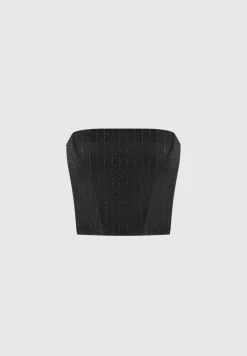 Rhinestone Tailored Bandeau Corset Top