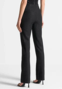 Rhinestone Tailored Straight Leg Trousers